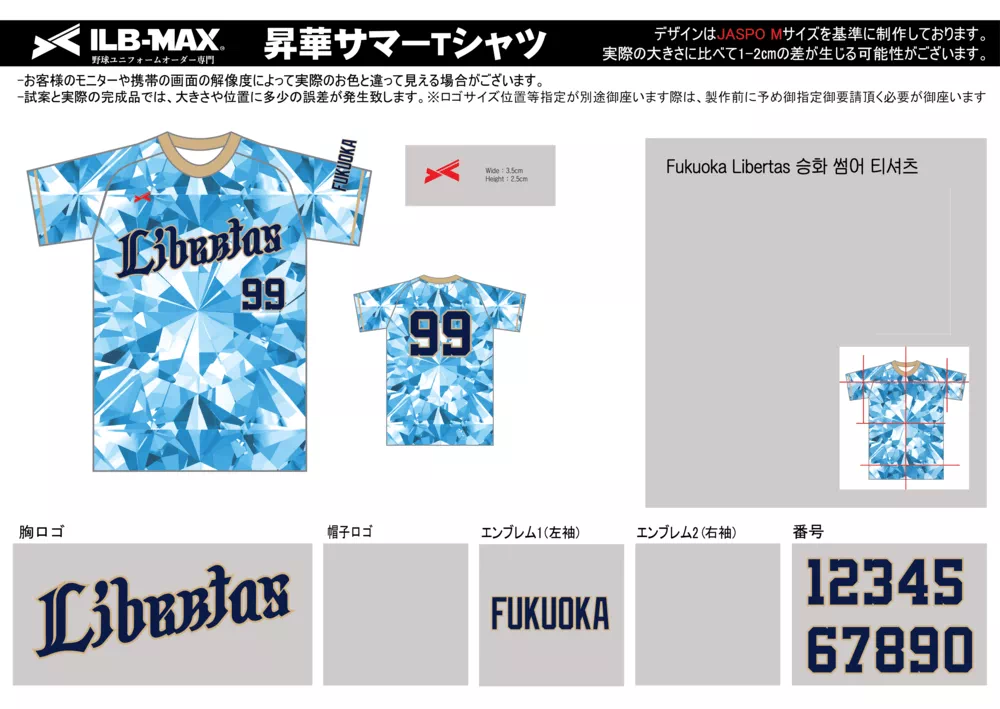 Fukuoka Libertas 野球 ユニフォーム デザイン
