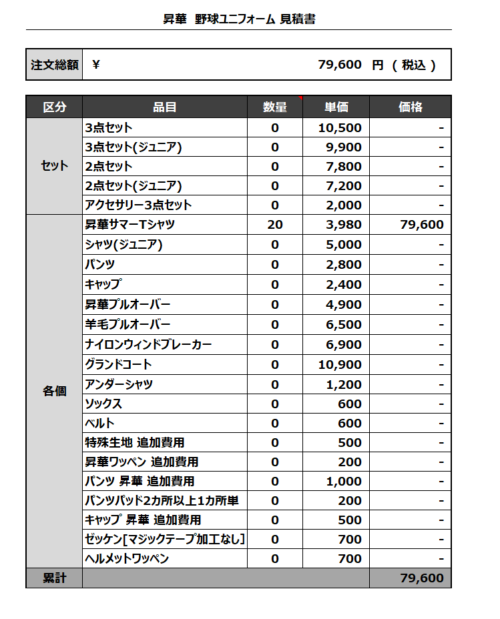 230320_GIFU BLUE STARS_昇華サマーTシャツ見積書