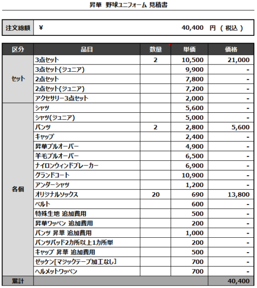 230310_IZU BEER’S_追加/オリジナルソックス見積書