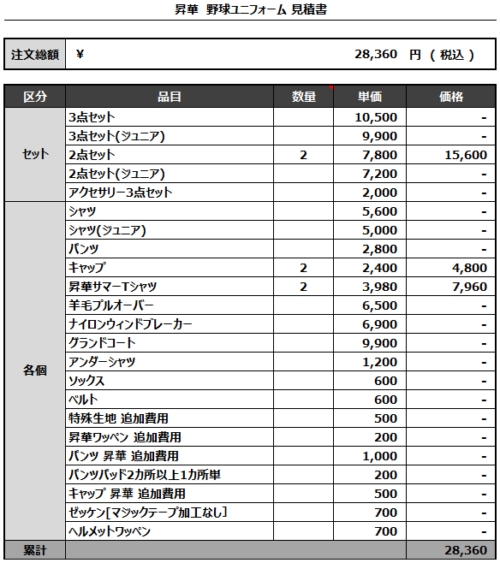230308_spiral_1st/2nd/昇華サマーTシャツ追加見積書