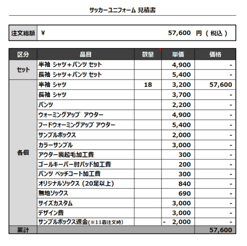 230426_GNU Futsal club azumino 1st _2nd_サッカー見積書