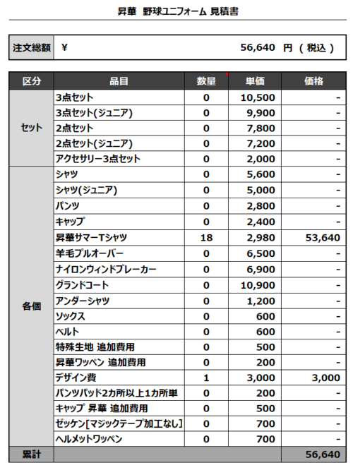 230425_Gonzalez昇華サマーTシャツ1st/2nd_見積書