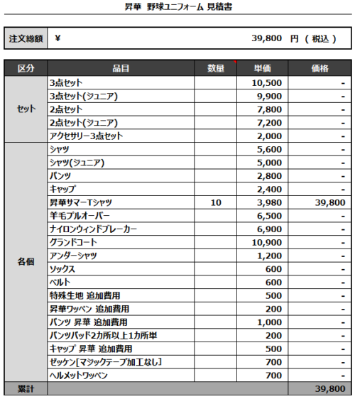 230518_CHIBA JAGUARS_昇華サマーTシャツ見積書
