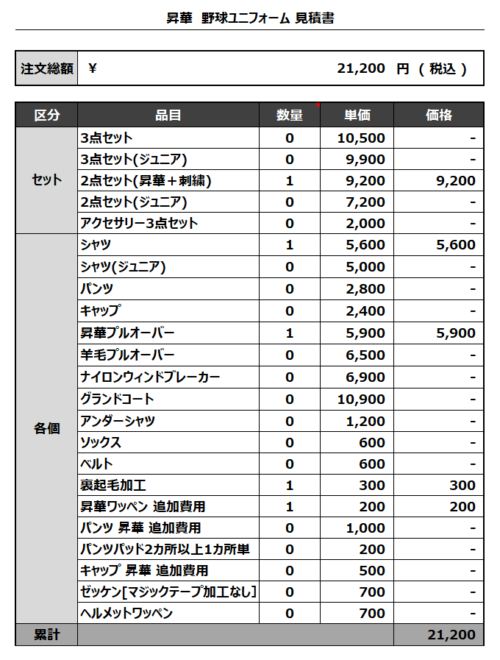 230515_Eniwa Wolves1st/2nd/昇華プルオーバー_追加見積書