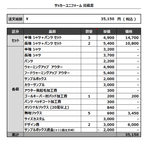 230510_Nishi Kyūshū Art University 1ST_GK_サッカー見積書