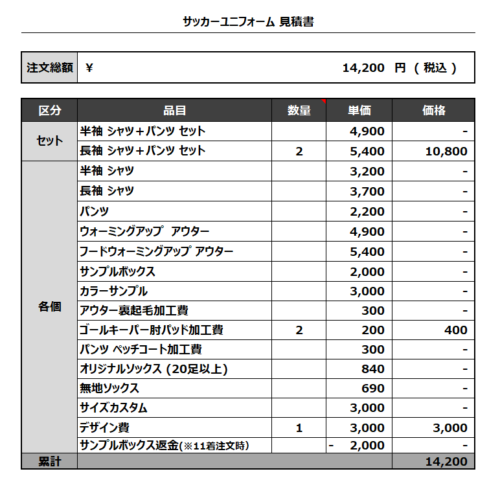 230509_SANO BEARS GK1ST_GK2ND_サッカー見積書