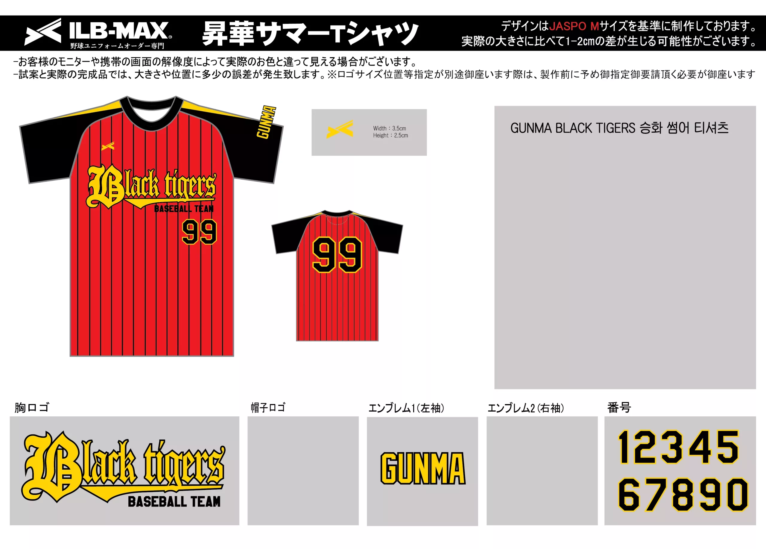 野球 ユニフォーム デザインGUNMA BLACK TIGERS