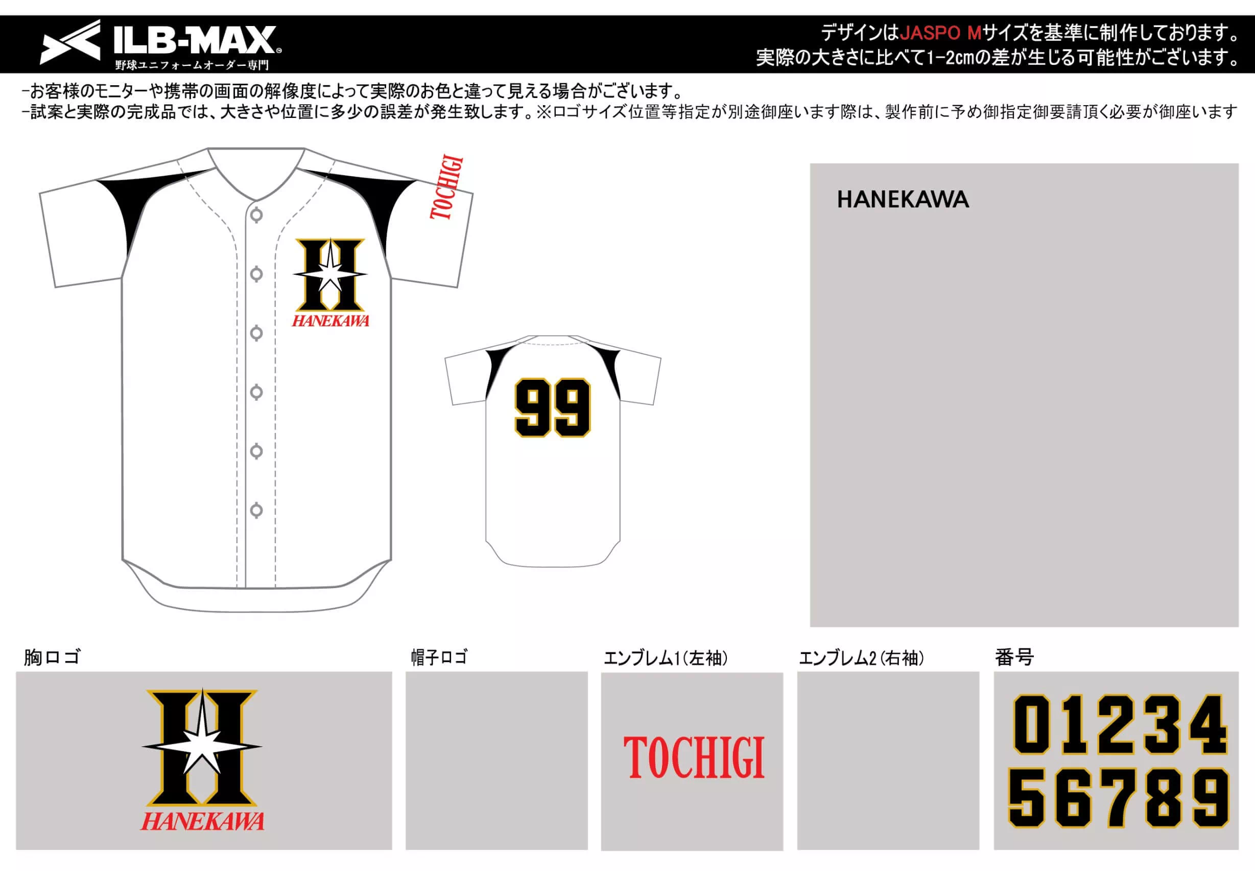 野球 ユニフォーム デザインHANEKAWA1