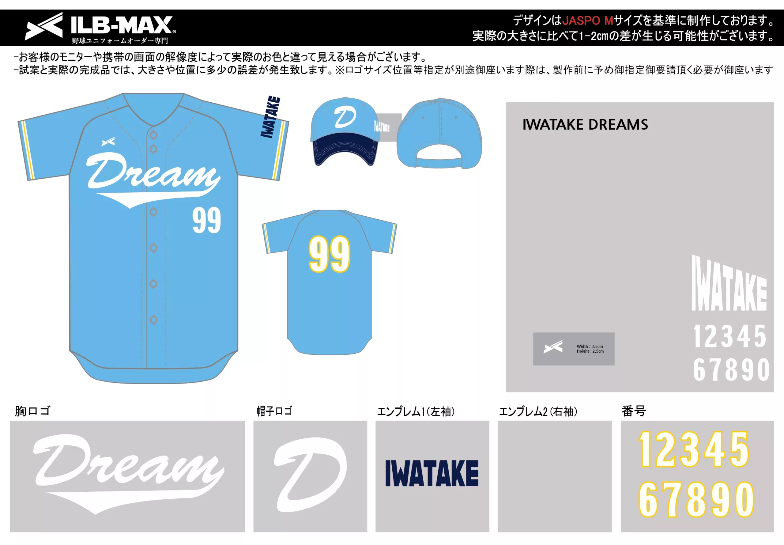 野球 ユニフォーム デザインIWATAKE DREAMS