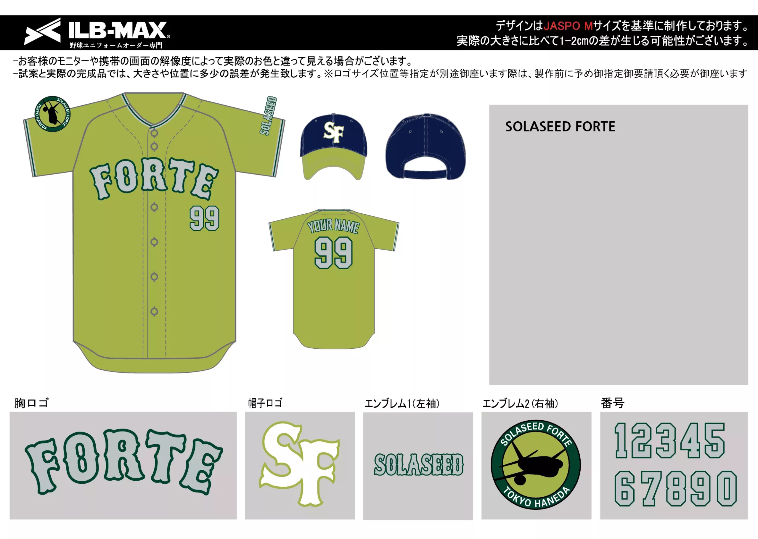 野球 ユニフォーム デザインSOLASEED FORTE