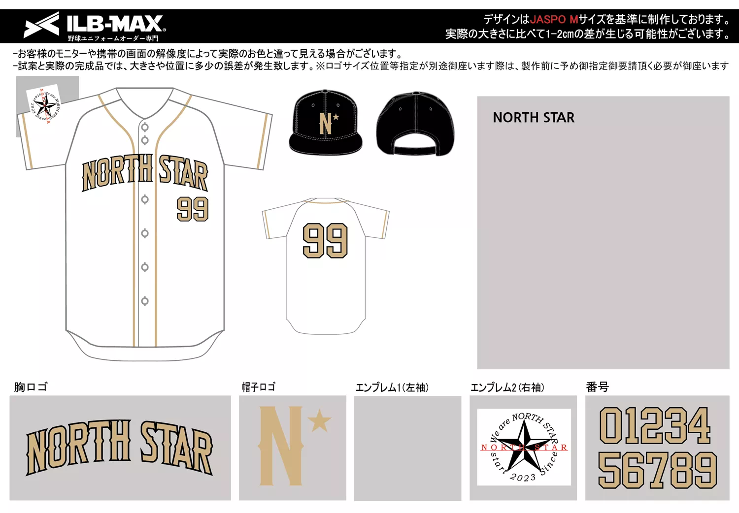 野球 ユニフォーム デザイン_NORTH STAR