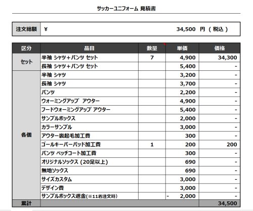 240401_Yoshitaro_1st/2nd/GK_サッカー追加見積書