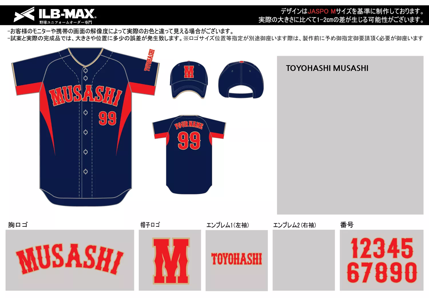 野球 ユニフォーム デザイン_TOYOHASHI MUSASHI