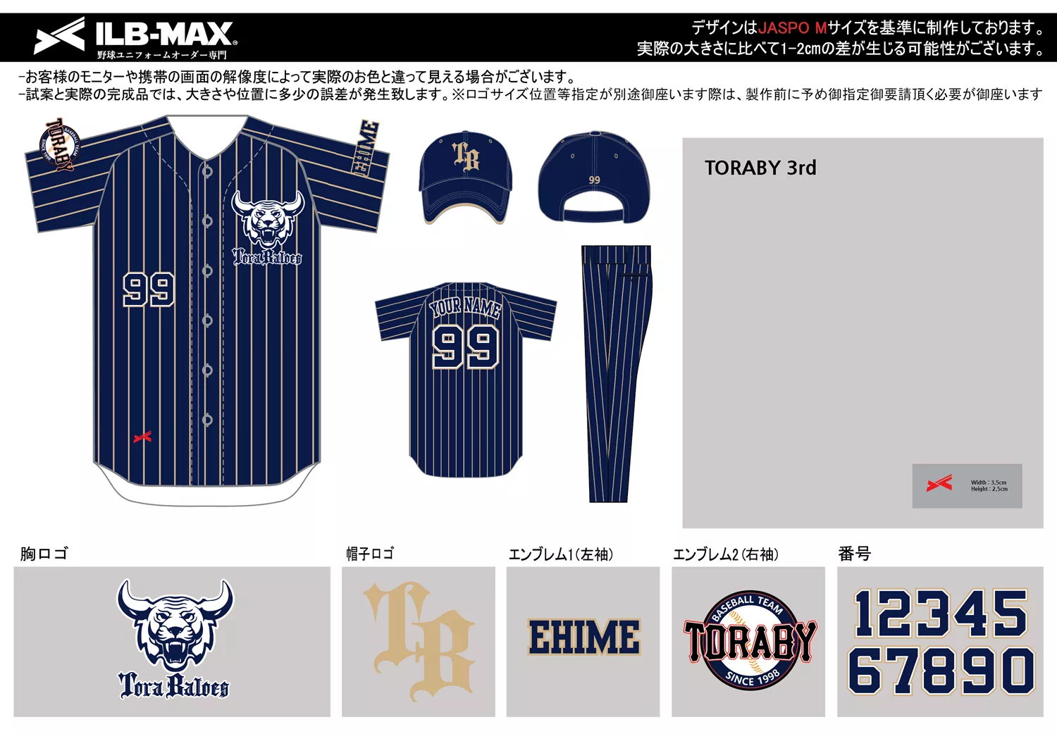 野球 ユニフォーム デザイン_TORABY 3rd