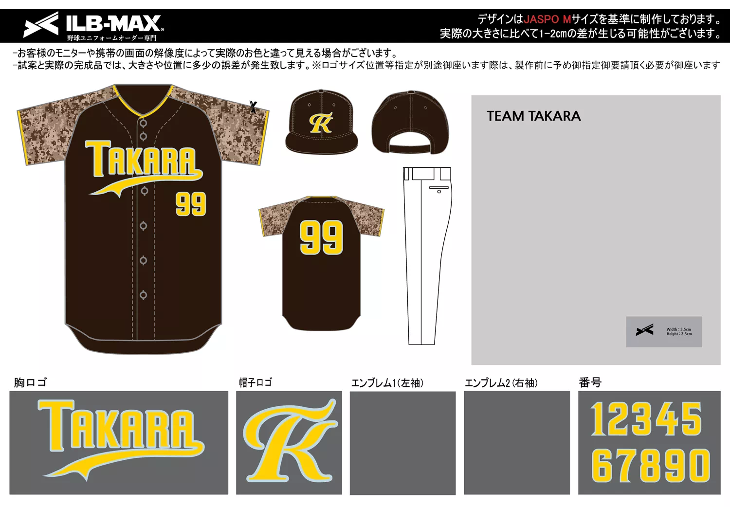 野球 ユニフォーム デザイン_TEAM TAKARA