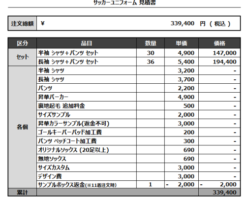 240808_FC SAZANQUA_FP1st/2nd_GK1st/2nd_サッカー見積書