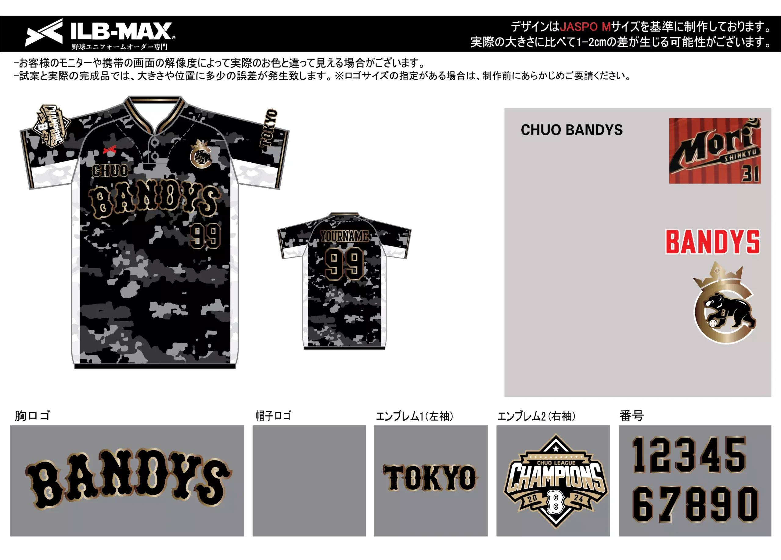 野球 ユニフォーム デザイン_CHUO BANDYS