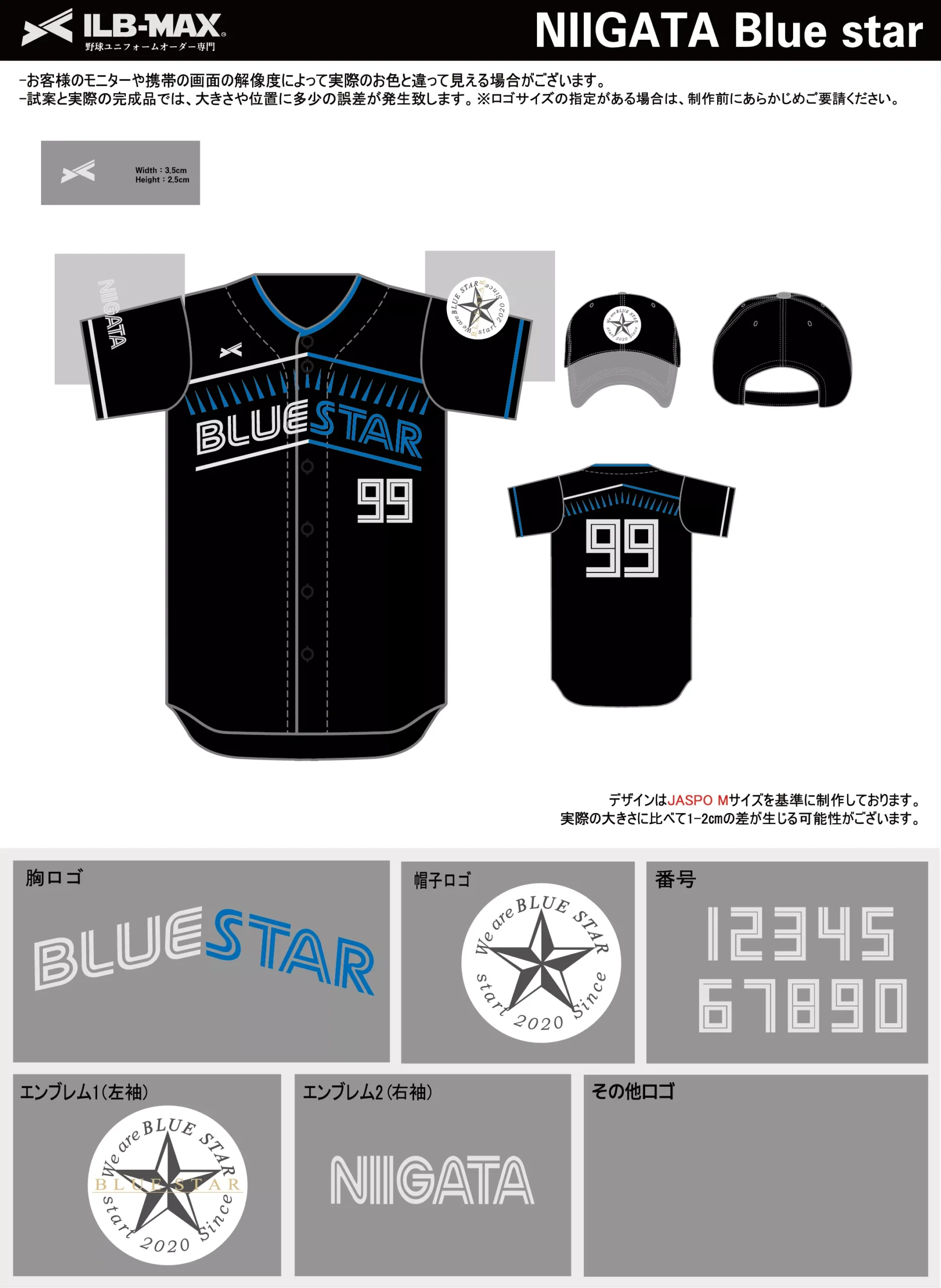 野球 ユニフォーム デザイン_NIIGATA Blue star
