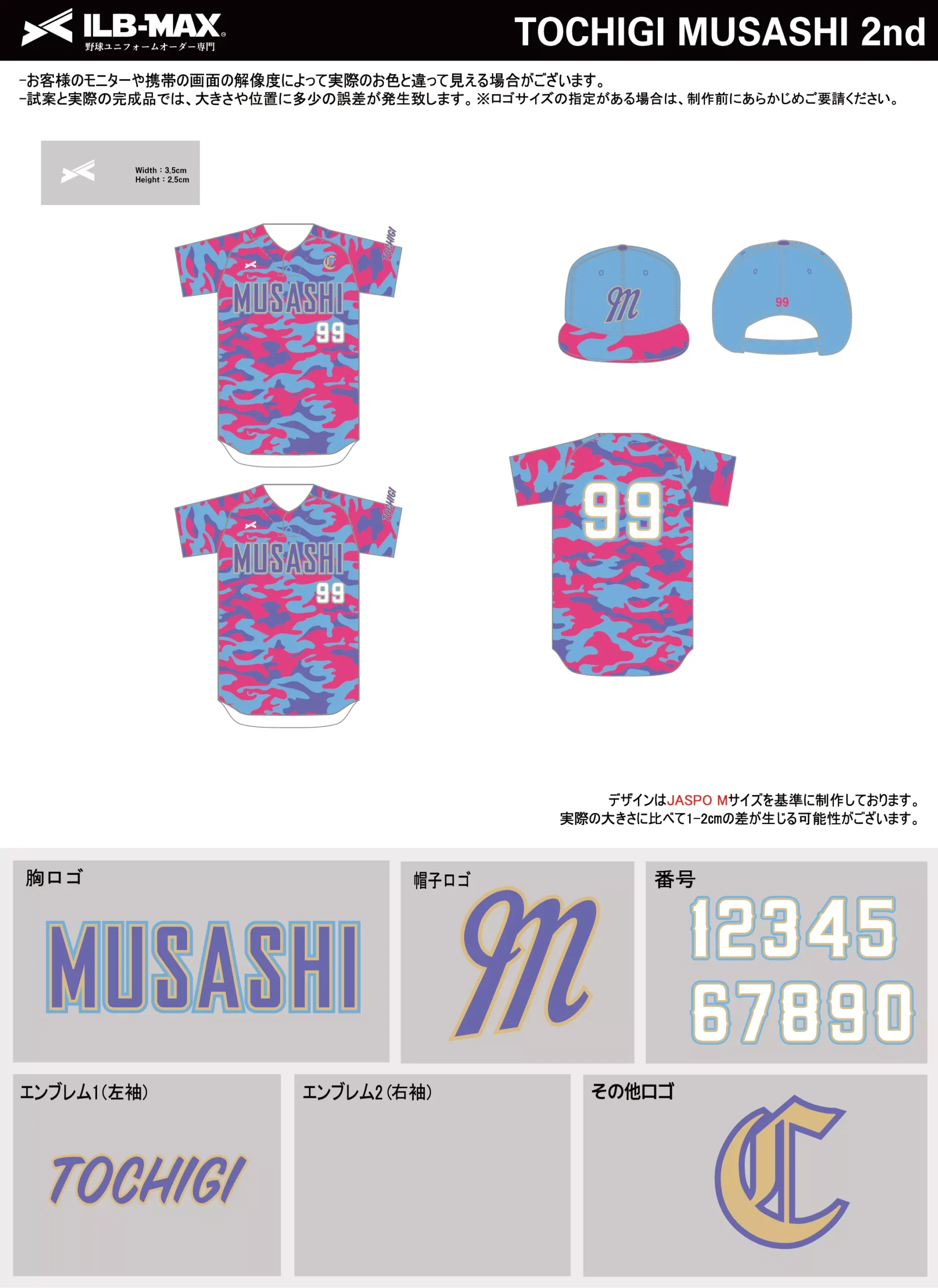 野球 ユニフォーム デザイン_TOCHIGI MUSASHI 2nd