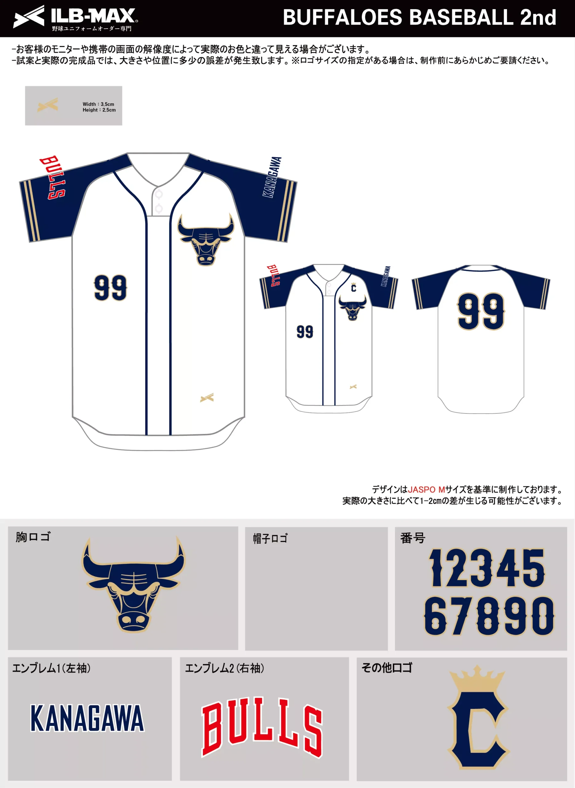 野球 ユニフォーム デザイン_BUFFALOES BASEBALL 2nd.webp