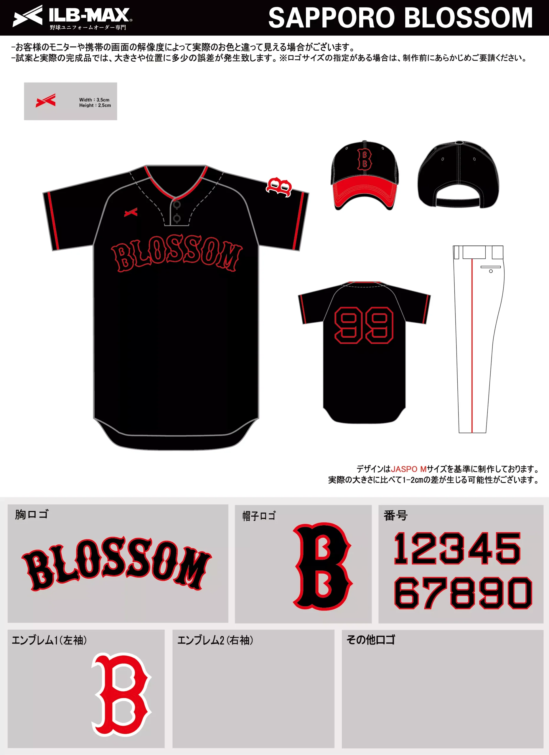 野球 ユニフォーム デザイン_SAPPORO BLOSSOM.webp