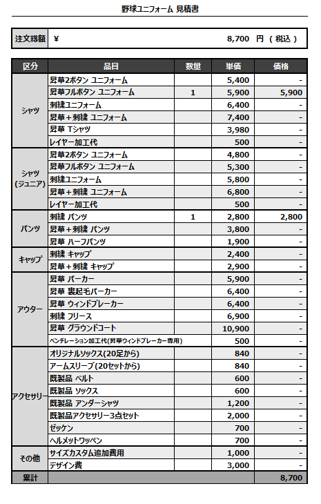 251013_GOKUAKU Justice_ユニフォーム1st追加_見積書