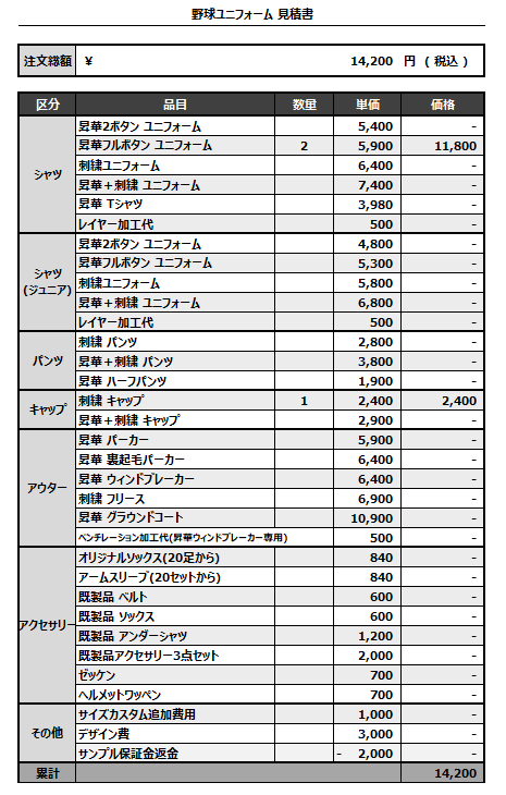 251014_KD CLUB_ユニフォーム1st追加_ユニフォーム2nd追加_見積書