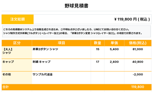 260106_KOCHI JAPAN_ユニフォーム1st新規_野球見積書
