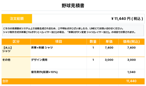 260107_KAWAIILAB_ユニフォーム1st新規_優先制作_野球見積書