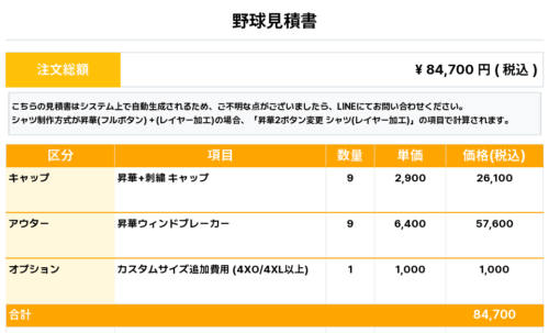 260121_SX KAI_昇華ウィンドブレーカー1st新規_キャップ1st新規_野球見積書