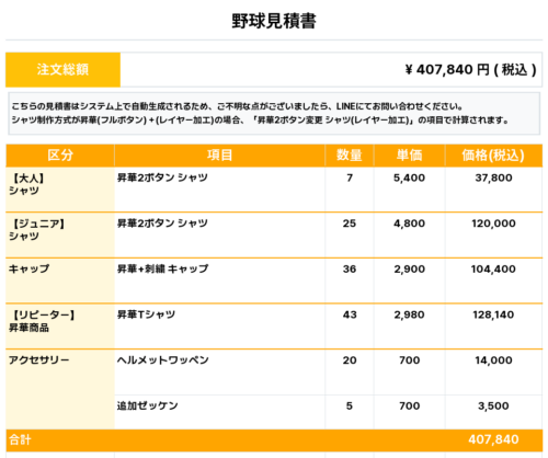 260128_TAKAYAMA NEXUS_ユニフォーム1st新規_昇華Tシャツ1st新規_野球見積書