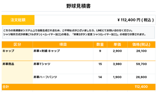 260128_Dream Wings_キャップ1st新規_昇華Tシャツ1st新規_昇華ハーフパンツ1st新規_野球見積書