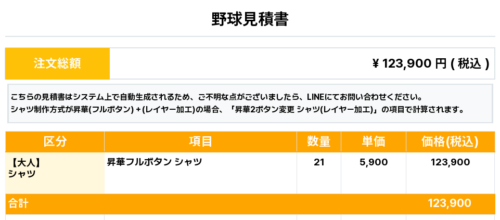 260320_SHIROKANEDAI JUNKIES_ユニフォーム1st新規_野球見積書