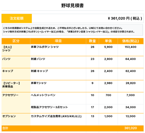 260413_TSURUOKA_ユニフォーム1st新規_昇華Tシャツ1st新規_野球見積書