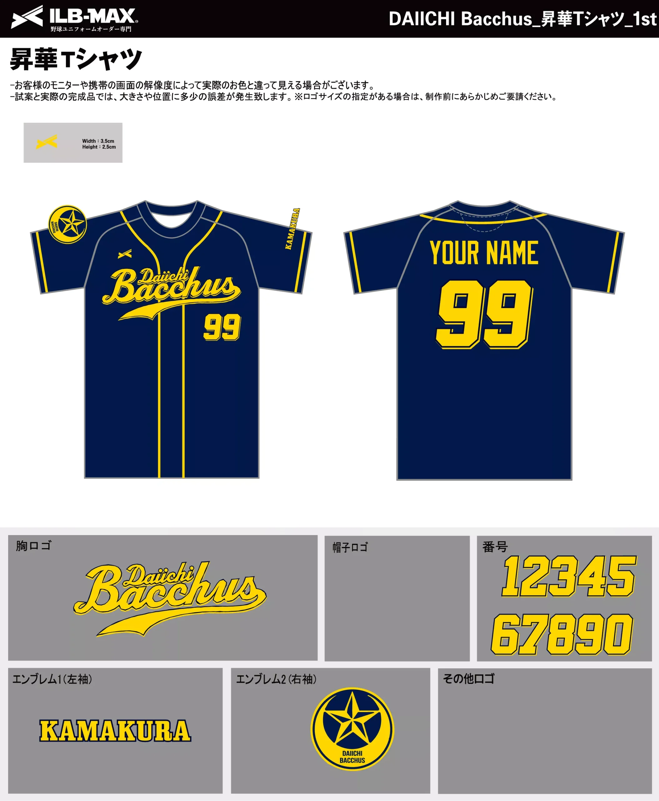 野球 ユニフォーム デザイン_DAIICHI Bacchus_1st_ST.webp