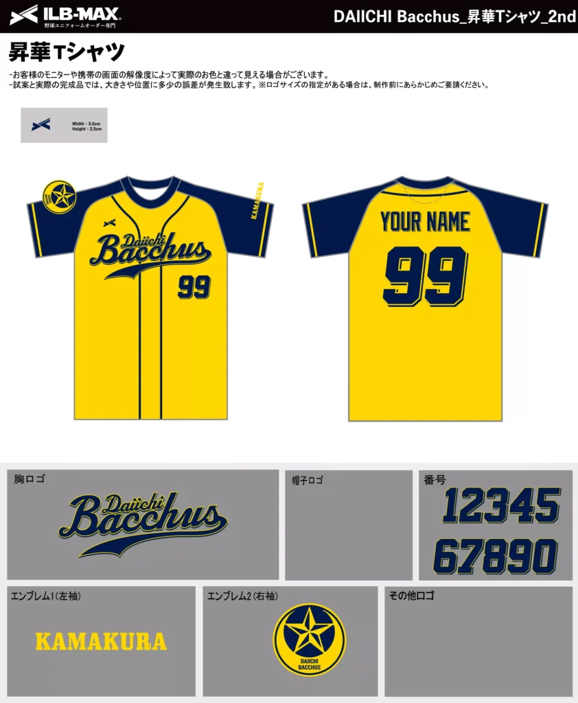 野球 ユニフォーム デザイン_DAIICHI Bacchus_2nd_ST.webp
