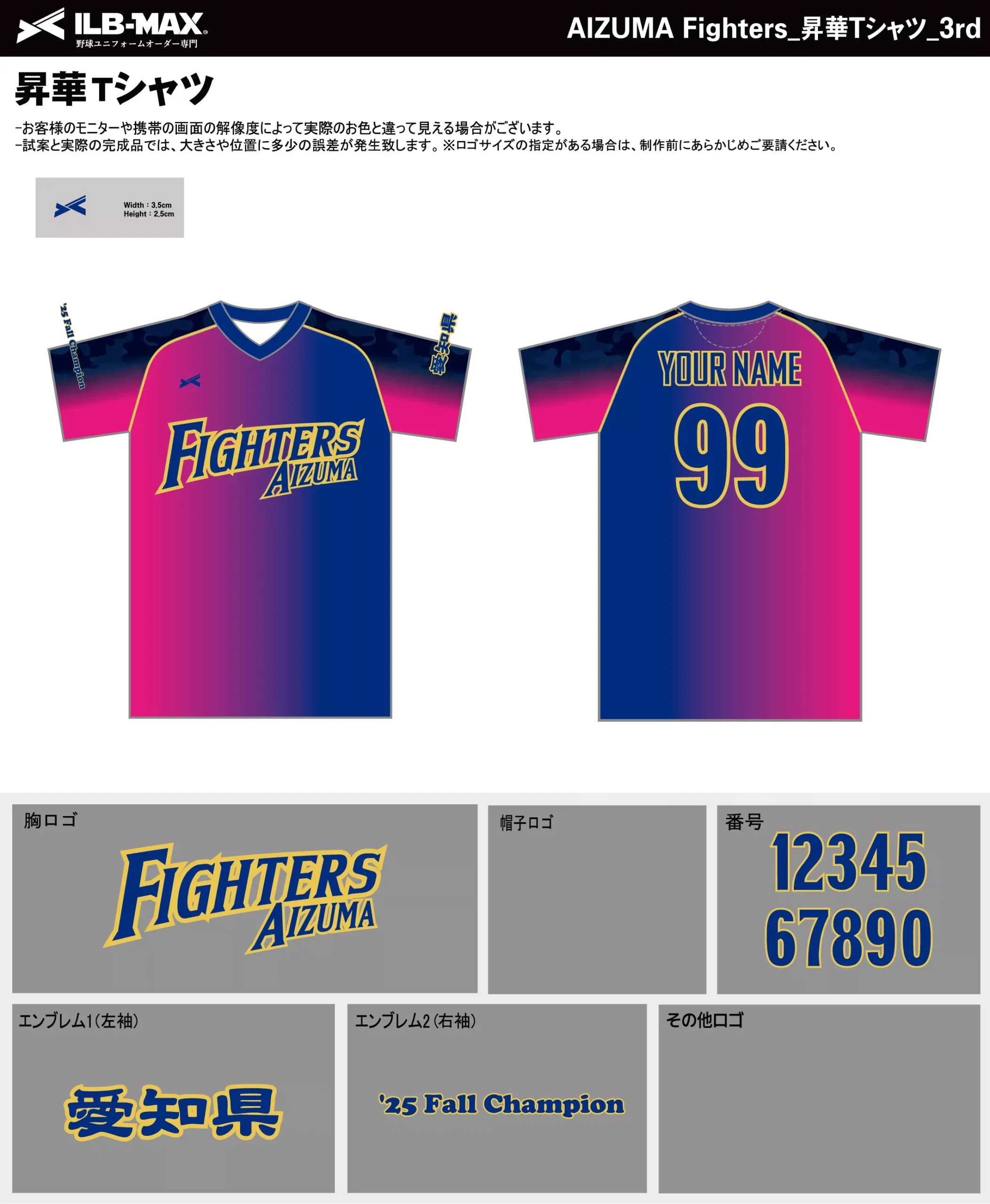 野球 ユニフォーム デザイン_AIZUMA Fighters_3rd_ST.webp