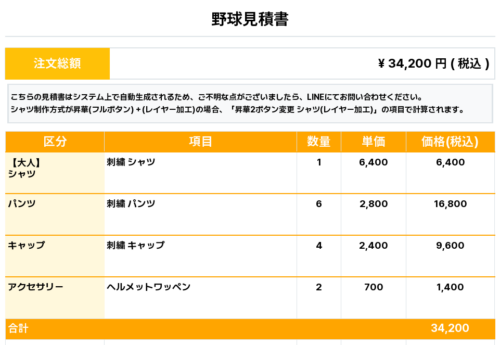 260612_WAJIROHIGASHI_ユニフォーム1st追加/Shoppers_ユニフォーム1st追加_野球見積書