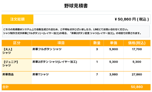 260616_CHUO BANDYS_ユニフォーム2nd追加_ユニフォーム3rd追加_昇華Tシャツ4th追加_野球見積書