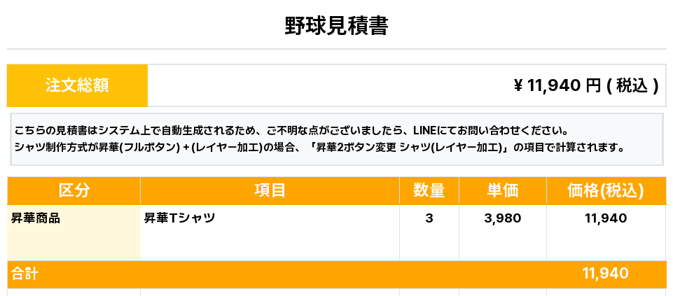 260803_TAKATSU BOYS_昇華Tシャツ1st追加_野球見積書 - 野球